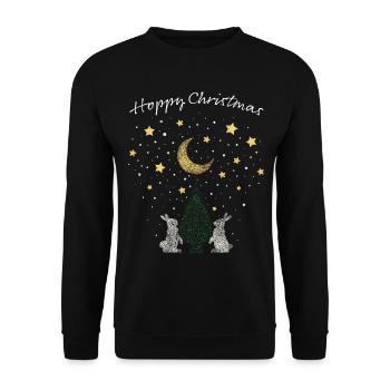 Hoppy Christmas Rabbit Christmas Tree - Unisex Sweatshirt - black - Front - Alina (178cm) & Michal (187cm)