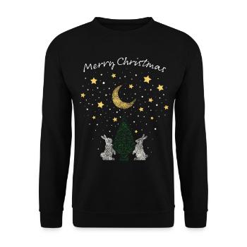 Rabbits Rabbits Christmas Tree Christmas Tree Xmas - Unisex Sweatshirt - black - Front - Alina (178cm) & Michal (187cm)