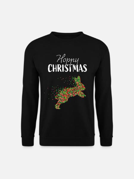 Hoppy Christmas Hasen Kanninchen Weihnachtszeit - Unisex Pullover - Schwarz