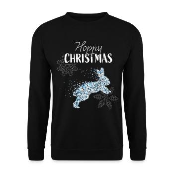 Hoppy Christmas Rabbit Rabbit Snowflake - Unisex Sweatshirt - black - Front - Alina (178cm) & Michal (187cm)