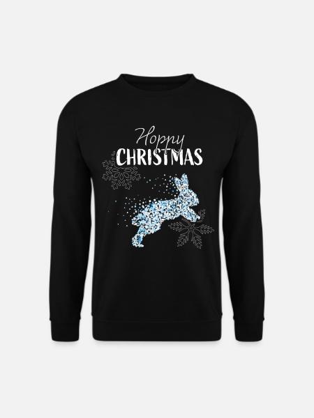 Hoppy Christmas Hasen Kanninchen Schneeflocke - Unisex Pullover - Schwarz