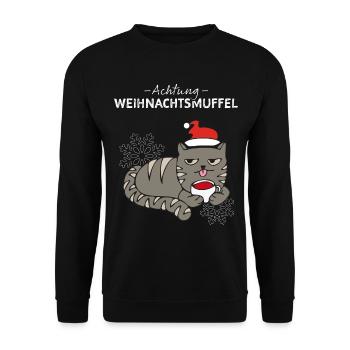 Weihnachtsmuffel Katze Anti Weihnachten Xmas - Unisex Pullover - Schwarz - Vorne - Alina (178cm) & Michal (187cm)