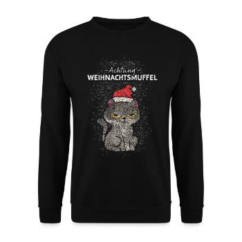 Weihnachtsmuffel Anti Weihnachtsstimmung Katzen - Unisex Pullover - Schwarz - Vorne - Alina (178cm) & Michal (187cm)