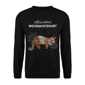 Frettchen Offizielles Weihnachtsshirt Wichteln - Unisex Pullover - Schwarz - Vorne - Alina (178cm) & Michal (187cm)