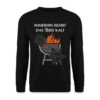 Wintergrillen BBQ Grill Grillen Fleisch Winterzeit - Unisex Pullover - Schwarz - Vorne - Alina (178cm) & Michal (187cm)