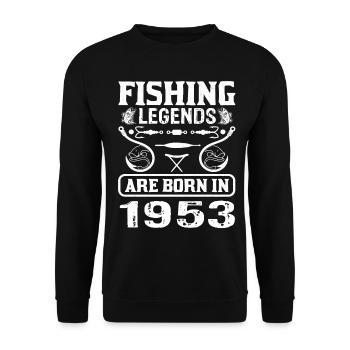 Fishing Legends Are Born In 1953 - Unisex Pullover - Schwarz - Vorne - Alina (178cm) & Michal (187cm)
