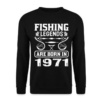 Fishing Legends Are Born In 1971 - Unisex Pullover - Schwarz - Vorne - Alina (178cm) & Michal (187cm)