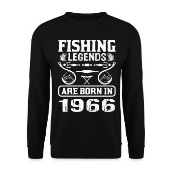 Les légendes de la pêche sont nées en 1966 - Sweat-shirt Unisexe - noir - Devant - Alina (178cm) & Michal (187cm)