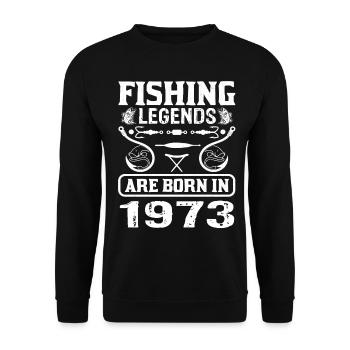 Fishing Legends Are Born In 1973 - Unisex Pullover - Schwarz - Vorne - Alina (178cm) & Michal (187cm)