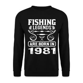 Fishing Legends Are Born In 1981 - Unisex Pullover - Schwarz - Vorne - Alina (178cm) & Michal (187cm)