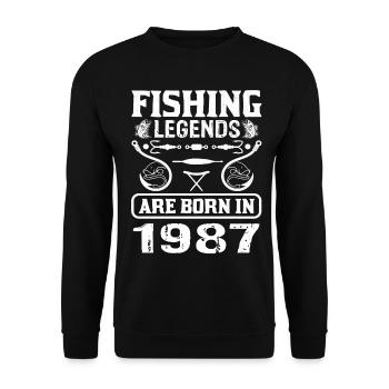 Fishing Legends Are Born In 1987 - Unisex Pullover - Schwarz - Vorne - Alina (178cm) & Michal (187cm)