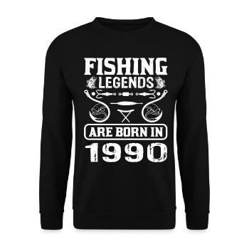 Fishing Legends Are Born In 1990 - Unisex Pullover - Schwarz - Vorne - Alina (178cm) & Michal (187cm)
