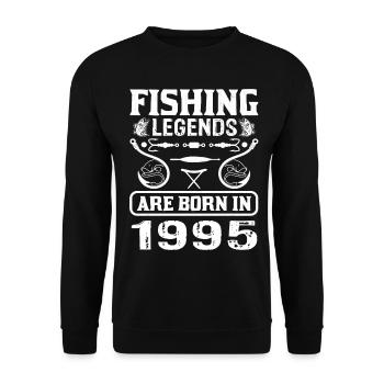 Fishing Legends Are Born In 1995 - Unisex Pullover - Schwarz - Vorne - Alina (178cm) & Michal (187cm)