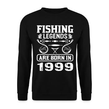 Les légendes de la pêche sont nées en 1999 - Sweat-shirt Unisexe - noir - Devant - Alina (178cm) & Michal (187cm)