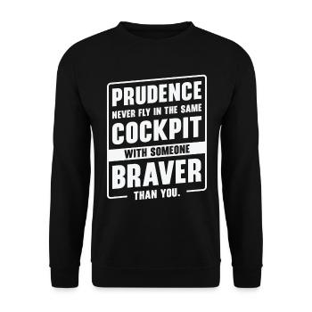 Prudence Wisdom Quotes Pilot Philosophy - Unisex Sweatshirt - black - Front - Alina (178cm) & Michal (187cm)
