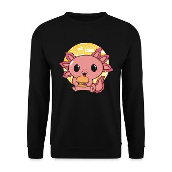 Axolotl Pet Cute Eating Burger and Drinks - Unisex Sweatshirt - black - Front - Alina (178cm) & Michal (187cm)