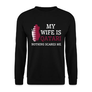 Nothing Scares Me Qatari Wife Qatar - Unisex Sweatshirt - black - Front - Alina (178cm) & Michal (187cm)