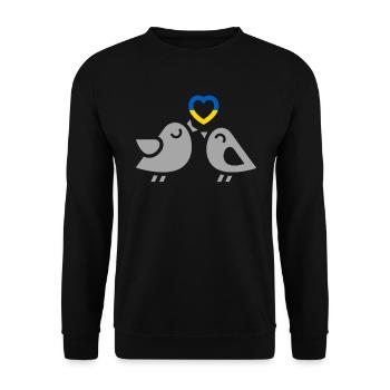 Stand with Ukraine Peace No War - Unisex Pullover - Schwarz - Vorne - Alina (178cm) & Michal (187cm)