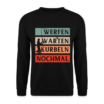Angeln Tshirt Mann Fischer Rute Fischfang Fishing - Unisex Pullover - Schwarz - Vorne - Alina (178cm) & Michal (187cm)