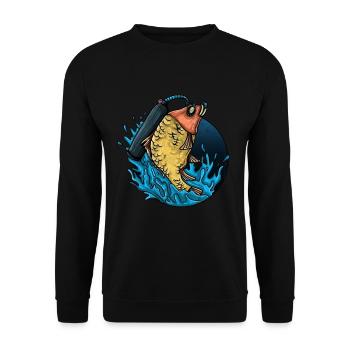 Fishing Tshirt Man Fisherman Rod Fishing Fishing - Unisex Sweatshirt - black - Front - Alina (178cm) & Michal (187cm)