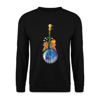 Banjo Shirts For Men Bluegrass Appalachia Folk - Unisex Sweatshirt - black - Front - Alina (178cm) & Michal (187cm)