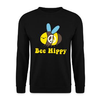 Hippie Geschenk Acidhead Flowerpower Hippi Hippy - Unisex Pullover - Schwarz - Vorne - Alina (178cm) & Michal (187cm)