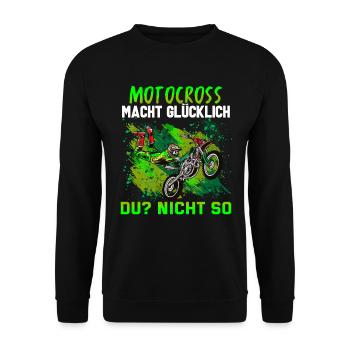 Motocross Geschenk Für Enduro Supermoto Dirt Bike - Unisex Pullover - Schwarz - Vorne - Alina (178cm) & Michal (187cm)