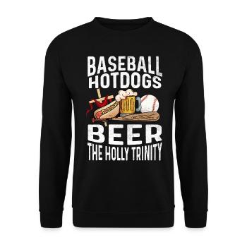 Baseball Hot Dogs & Bière The Holy Trinity Baseball - Sweat-shirt Unisexe - noir - Devant - Alina (178cm) & Michal (187cm)