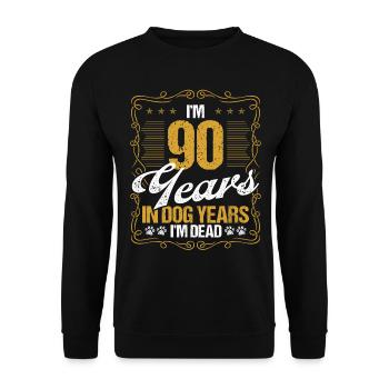 90 Year Old Funny Dog Lover Humor Pet Idea - Unisex Sweatshirt - black - Front - Alina (178cm) & Michal (187cm)