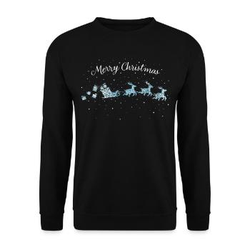 Joyeux Noël Père Noël traîneau à rennes - Sweat-shirt Unisexe - noir - Devant - Alina (178cm) & Michal (187cm)
