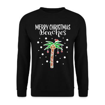 Merry Christmas Christmas Outfit Palm Beach Sea - Unisex Sweatshirt - black - Front - Alina (178cm) & Michal (187cm)