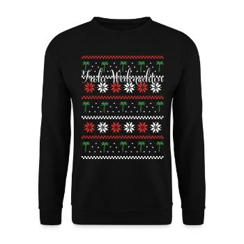 Frohe Weihnachten Palme Strand Heiligabend - Unisex Pullover - Schwarz - Vorne - Alina (178cm) & Michal (187cm)