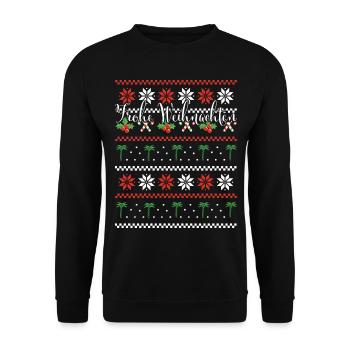 Frohe Weihnachten Palme Strand Meer Urlaub - Unisex Pullover - Schwarz - Vorne - Alina (178cm) & Michal (187cm)