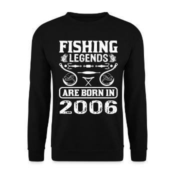 Les légendes de la pêche sont nées en 2006 - Sweat-shirt Unisexe - noir - Devant - Alina (178cm) & Michal (187cm)
