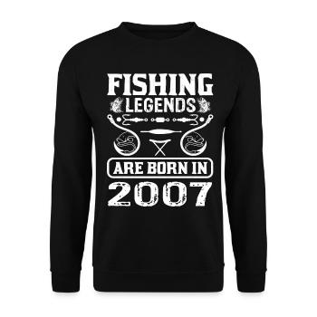 Les légendes de la pêche sont nées en 2007 - Sweat-shirt Unisexe - noir - Devant - Alina (178cm) & Michal (187cm)