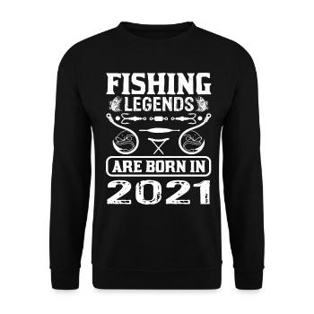 Les légendes de la pêche sont nées en 2021 - Sweat-shirt Unisexe - noir - Devant - Alina (178cm) & Michal (187cm)