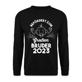 Bruder 2023 Schwanger Werdender Bruder - Unisex Pullover - Schwarz - Vorne - Alina (178cm) & Michal (187cm)