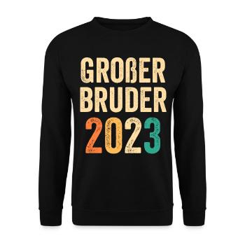 Bruder 2023 Schwanger Werdender Bruder - Unisex Pullover - Schwarz - Vorne - Alina (178cm) & Michal (187cm)