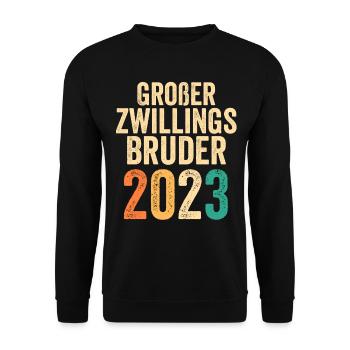 Bruder 2023 Schwanger Zwilling Werdender Bruder - Unisex Pullover - Schwarz - Vorne - Alina (178cm) & Michal (187cm)