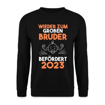 Bruder 2023 Bär Werdender Bruder - Unisex Pullover - Schwarz - Vorne - Alina (178cm) & Michal (187cm)