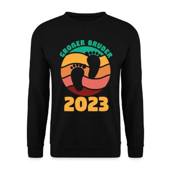 Bruder 2023 Schwanger Werdender Bruder - Unisex Pullover - Schwarz - Vorne - Alina (178cm) & Michal (187cm)