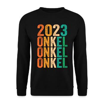 Onkel 2023 Schwangerschaft Schwanger Werdender Onk - Unisex Pullover - Schwarz - Vorne - Alina (178cm) & Michal (187cm)