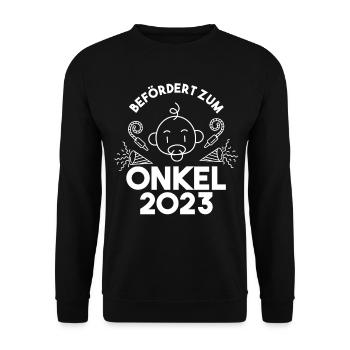 Onkel 2023 Schwangerschaft Schwanger Werdender Onk - Unisex Pullover - Schwarz - Vorne - Alina (178cm) & Michal (187cm)