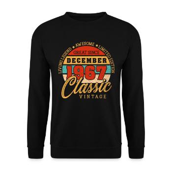 Retro 55 Jahre Dezember 1967 Geburtstag Vintage - Unisex Pullover - Schwarz - Vorne - Alina (178cm) & Michal (187cm)