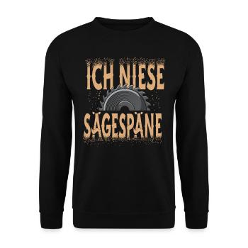 Tischler Zimmermann Lustiges Ich Niese Sägespäne - Unisex Pullover - Schwarz - Vorne - Alina (178cm) & Michal (187cm)