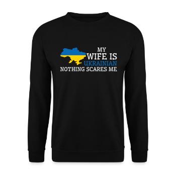 Nothing Scares Me Ukrainian Wife Ukraine - Unisex Sweatshirt - black - Front - Alina (178cm) & Michal (187cm)