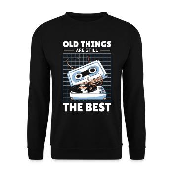 Antiquing Vinyl Cassette Music Vintage Lover - Unisex Sweatshirt - black - Front - Alina (178cm) & Michal (187cm)