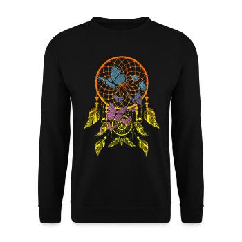 Des papillons dans le capteur de rêves - Sweat-shirt Unisexe - noir - Devant - Alina (178cm) & Michal (187cm)