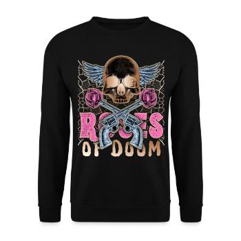 Skull, Colt revolver, rose motif - Unisex Sweatshirt - black - Front - Alina (178cm) & Michal (187cm)