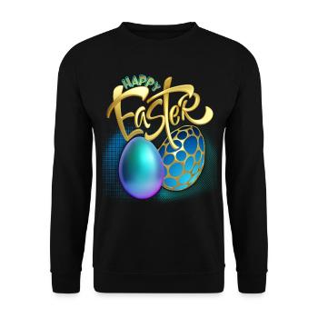 Joyeuse-Pâques Calligraphie Joyeuses Pâques 3d Oeufs de Pâques - Sweat-shirt Unisexe - noir - Devant - Alina (178cm) & Michal (187cm)